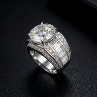 Bague Hip Hop personnalisée en argent sterling 925, 15 carats, sertie de moissanite GRA VVS 14 mm, pour hommes, passe le testeur de diamant
