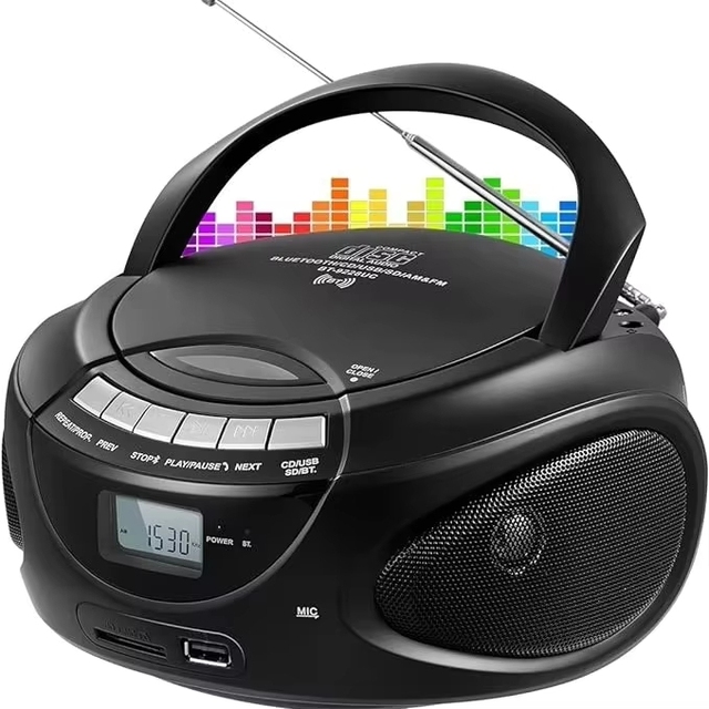 Mini High-fidelity AM/FM Portable Top Loading CD Player with Built-in Speaker, MP3 Display Radio Boombox