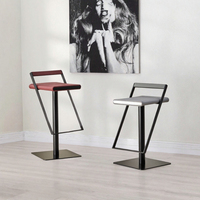 Tabouret de bar moderne à hauteur réglable, structure en métal noir, siège rembourré, repose-pieds, tabourets de comptoir pour îlot de cuisine, bar à domicile