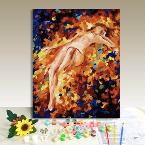Kit de peinture par numéros sur toile, art abstrait, figure nue, impression numérique, rectangle, peinture à l'huile faite à la main, DIY, 40x50cm - Product Image 1