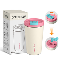 Tasses en acier inoxydable personnalisées de 14 oz, étanches, isolées sous vide 304, gobelet à café réutilisable avec couvercle rabattable détachable