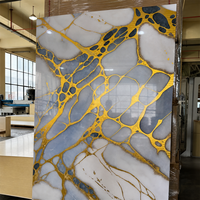 Panneau mural UV imprimé en 3D Faux panneau en PVC imperméable feuille de marbre décorative en plastique charbon de bambou cristal de carbone plaque d'ardoise