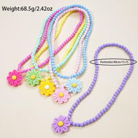 Collier de perles coloré pour enfants, pendentif fleur, bijoux de princesse