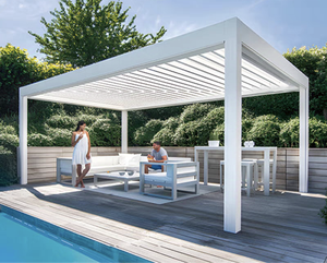 Toit de pergola de patio extérieur imperméable et coupe-vent Gazebo à cadre métallique facile à assembler Fonctionnalité d'ouverture et de fermeture - Product Image 4