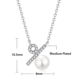 Collar de Plata de Ley S925 con Símbolo de <span class=keywords><strong>Porcentaje</strong></span>, Diseño Exclusivo para Mujer, con Cuentas y Perlas, Cadena para Clavícula, Sensación Premium - Product Image 3