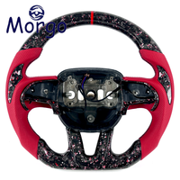 Volant de direction en fibre de carbone forgée rouge et blanc personnalisé pour l'intérieur de la voiture, pour Dodge Challenger Charger Hellcat SRT 2015+