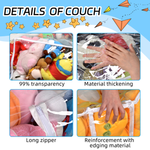 Funda Transparente para Silla Puff de Peluche para Niños, Funda Extra Grande Impermeable de TPU para Silla Puff con Cierre - Product Image 2