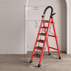 Échelle domestique polyvalente 3/<span class=keywords><strong>4</strong></span>/5/6 marches Échelle portable de sécurité Échelle domestique pliable en acier avec main courante - Product Image 4