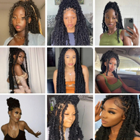 Extensions per capelli afro finto locs effetto distressed 100% alta qualità, 24 pollici, 60g, per intrecciare e allungare i capelli