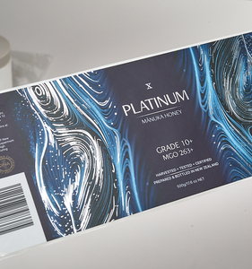 Nhà Máy Giá tùy chỉnh tự dính sang trọng không thấm nước tại chỗ UV kim loại bạc Bopp mật ong thực phẩm nhãn dán - Product Image 6