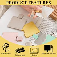 Espejo de Bolsillo Compacto Portátil con Logotipo Personalizado, Mini Espejo de Maquillaje de Mano para Viaje con Estuche de Cuero PU para Mujer
