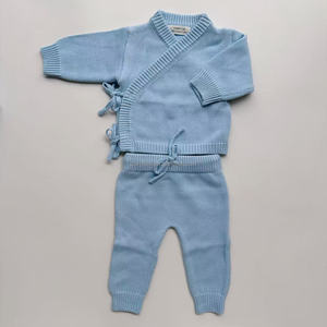 Ensemble tricoté pour nouveau-nés : Manteau et <span class=keywords><strong>pantalon</strong></span> en coton, Kimono et <span class=keywords><strong>pantalon</strong></span>, Ensemble 2 pièces, <span class=keywords><strong>Tenue</strong></span> en tricot pour bébé - Product Image 3