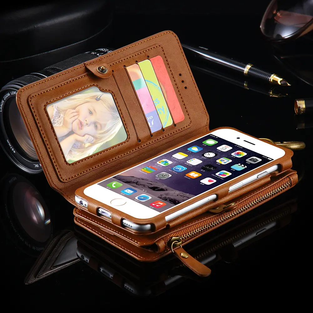 Business Leather Wallet Phone Bag Cases For iPhone Xs Max Xr X 8 7 6s Plus 11 12 Pro Max Cover For Samsung S10 Plus E S9 Note 9