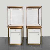 Vitrine de présentation de bijoux en verre sur mesure, table rectangulaire en bois peint blanc, comptoir de présentation de bijoux pour boutique de bijoux
