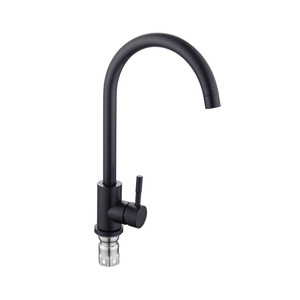 Robinet de cuisine moderne en acier inoxydable noir mat, à arc haute, pivotant à 360°, monocommande, <span class=keywords><strong>mitigeur</strong></span> eau chaude et froide pour évier de comptoir - Product Image 3