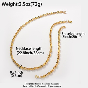 Ensemble de bijoux de mode de luxe unisexe pour mariage, en acier inoxydable plaqué or 18 carats, finition brillante, collection intemporelle, personnalisable, vente en gros - Product Image 6