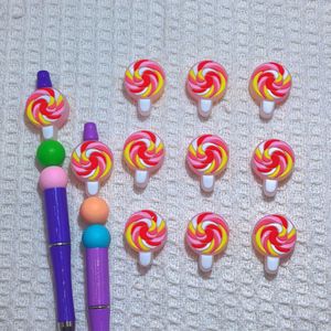 Perles en silicone colorées en forme de sucette, design rond, pour stylos, non toxiques, matériau de qualité alimentaire - Product Image 4