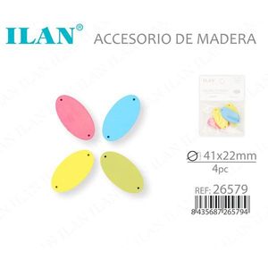 Etichetta ovale in legno Ilan 41x22mm 4 pezzi per etichette di abbigliamento - Product Image 3