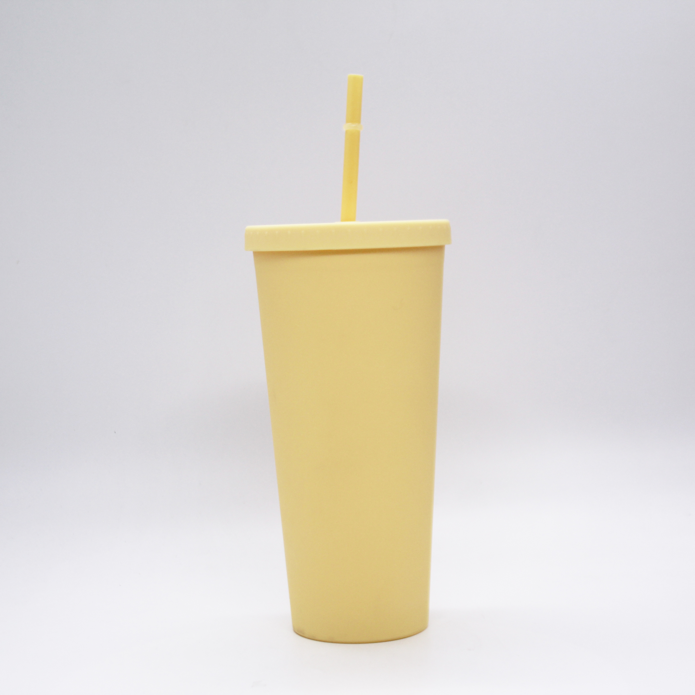 Amazon Hot Selling 24oz Yellow Double Wall Matte Acrylic Straw Tumbler 720ml Matte Reusable Boba Tea Cup with Straw and Lid1
