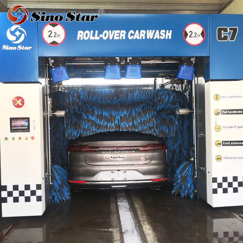 En iyi kalite 5 fırça rollover araba yıkama makinesi tam otomatik sistem/araba yıkama ekipmanları için araba yıkama istasyonu