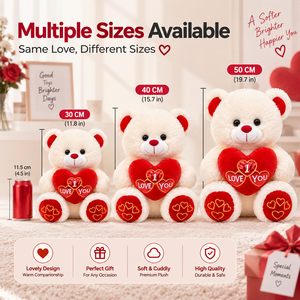 ตุ๊กตาหมีครีม OEM โรงงานขายส่ง ปักลาย I <span class=keywords><strong>Love</strong></span> You สีทองและหัวใจสีแดง สำหรับเป็นของขวัญวาเลนไทน์ - Product Image 4