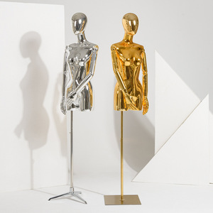 <strong>Free</strong> Standing Enceinte PP Material Gold Lingerie Glossy Female Model <strong>Mannequin</strong> Half Body With Egg Head - Product Image 3