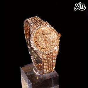 진짜 금 IPS 나노 진공 도금 풀 크리스탈 다이아몬드 여성용 시계 럭셔리 시티즌 무브먼트 스테인리스 스틸 밴드 9mm 케이스 아날로그 - Product Image 4