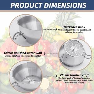 Utensilios de Cocina, Batidora de Alimentos, Rallador de Mermelada, Triturador de Patatas, Molinillo de Alimentos Manual Giratorio de Acero Inoxidable Duradero con 3 Discos de Molienda - Product Image 4