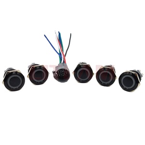 16mm 12V 24V chiếu sáng Vòng LED nút IP65 tạm thời tự thiết lập lại tact thép không gỉ đẩy 3A 250V 1NO - Product Image 3