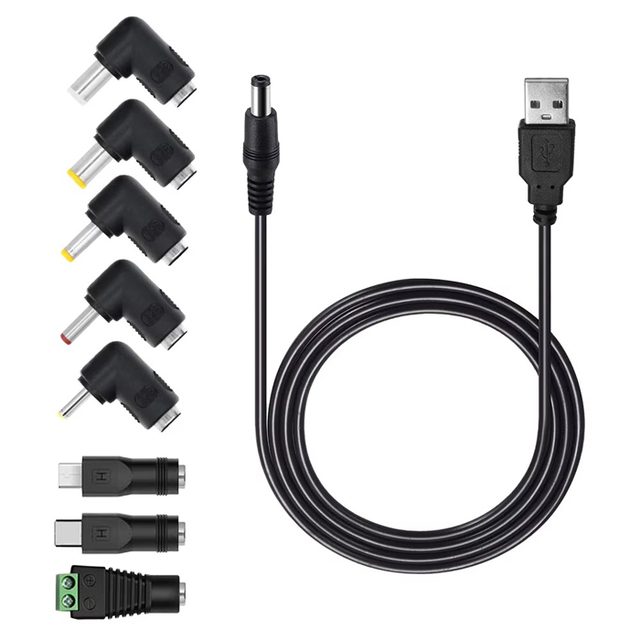 D3474 1m length DC 5.5x2.1mm dc5521 dc cable with 8pcs adapter