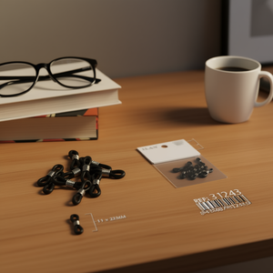 Catena per Occhiali in Gomma ILAN 11x21mm con Fibbia a Forma di 8 Nera e Argento, Confezione da 10 Pezzi - Product Image 3