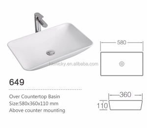 Modern Large Rectangular Porcelain Ceramic Sink Drainer Single Hole Easy Clean Environmental Glaze for Hotel/Villa <strong>Hand</strong> <strong>Wash</strong> - Product Image 5