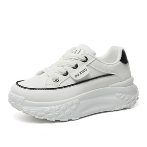 รองเท้าโลฟเฟอร์ผู้หญิงแบบผูกเชือก รุ่นเกาหลี ปี 2026 รองเท้าลำลองสำหรับฤดูร้อน เพิ่มความสูง ระบายอากาศได้ดี วัสดุ PU ด้านบนบุด้วยผ้าตาข่าย - Product Image 1