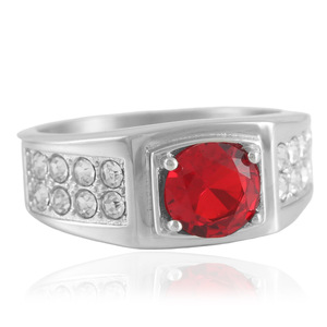 Women's Geometric Green Gemstone <b>Ring</b> Prong Setting Stainless Steel Fashion Jewelry Gift 210171 - Product Image 5