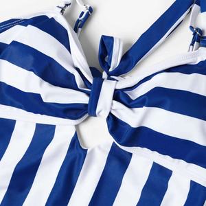 Traje de Baño de Lujo Personalizado con Rayas, Conjunto Familiar de Una Pieza, Traje de Baño con Aberturas, Bikini de Tiras, Ropa de Playa para Mujer - Product Image 3