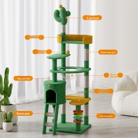 Хит продаж: современный многофункциональный кошачий дерево-игровой комплекс из шерсти и льна с пушистыми элементами, интерактивными игрушками и сизалем для котят (для использования в помещении)
