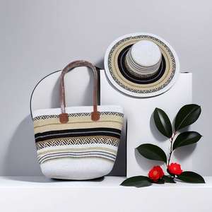 Popular Bohemia Wide-Brim Straw Hat Summer Beach <b>Bag</b> 2 Pcs Set Outdoor Summer Single Shoulder Hand-Woven Tote <b>Bag</b> - Product Image 2