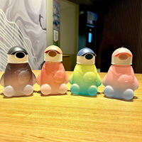 Bouteille d'eau en plastique pour enfants avec paille, motif ours Kawaii, 650 ml, dégradé givré, sans BPA, pour l'école et les voyages