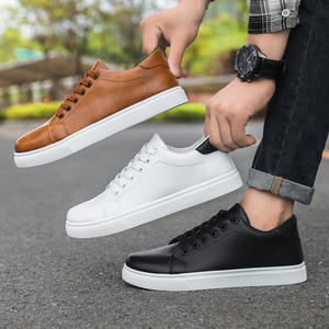 New Men's White Sneakers Korean Style Trendy Student Sports <strong>Shoes</strong> Casual Lace-up Solid Waterproof Non-slip Board <strong>Shoes</strong> Size 46 - Product Image 3
