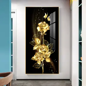 Arte de la pared de porcelana de cristal pintura de pared moderno diseño de lujo nórdico imagen 3D papel ecológico impreso aceptar tamaño personalizado QZX