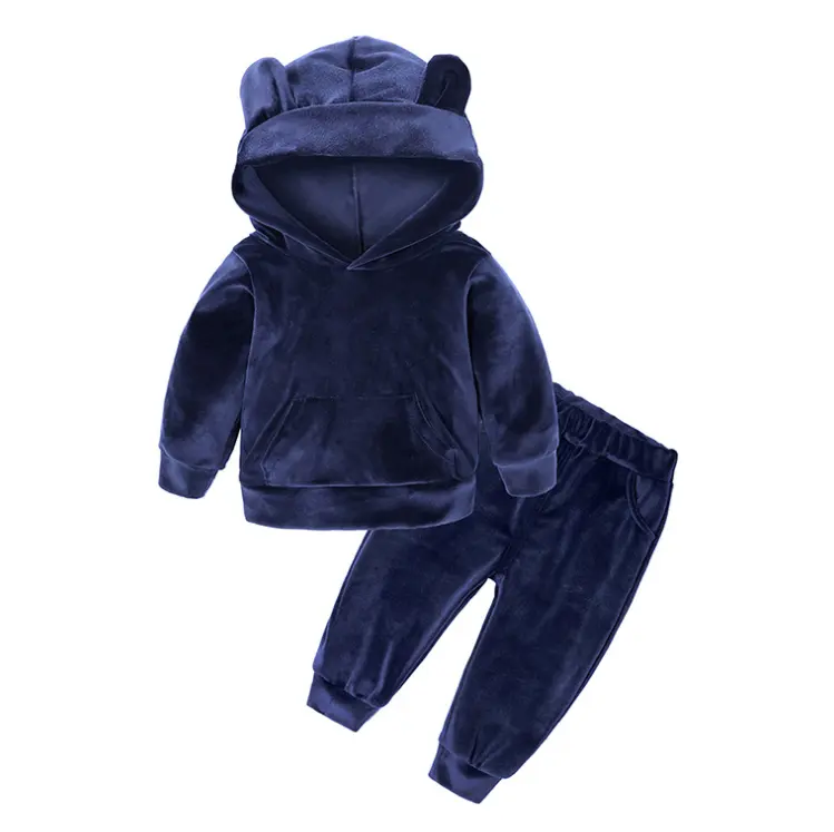 Lager 2 stück blank nette bär kinder set hoodie und jogger hosen baby jungen kleidung unisex velours trainingsanzug anzug für mädchen