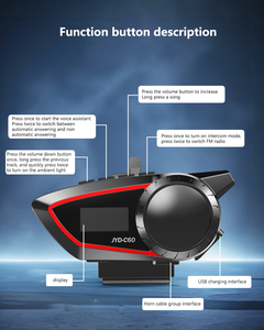 Intercomunicador BT para casco de motocicleta, auriculares con pantalla LED, 1 unidad - Product Image 2