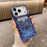 Coque de placage à paillettes 3D papillon creux pour IPhone 17 Air 16 Pro Max 12 14 15 13 Pro 14Pro 15Pro Diamond Soft Cover Shell