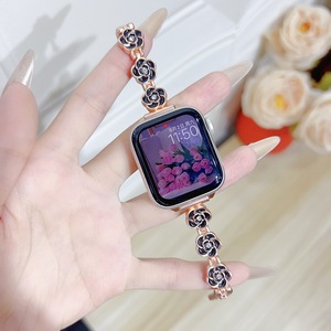 สายนาฬิกาแฟชั่น Upro สำหรับ Apple Watch 10 9 8 SE 7 6 5 4 3 สายนาฬิกาโลหะลายดอกไม้สุดหรูสำหรับ IWatch - Product Image 1