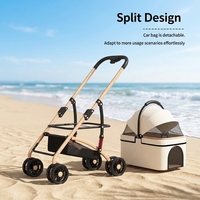 Poussette pour animaux de compagnie ST Metal, chariot portable d'extérieur, porte-animaux détachable pour chiens et chats, léger et pliable