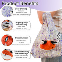 Créez des sacs écologiques personnalisés : Mini-lynx en peluche, jouet doux, pliable et réutilisable pour les courses quotidiennes, avec breloque porte-clés, facile à transporter
