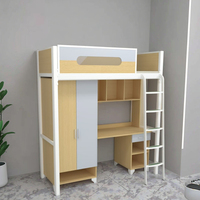 Mobilier pour dortoir d'école universitaire Lit superposé pour étudiant avec bureau Lit en bois métallique à deux étages pour chambre à coucher