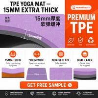 Tapete de Yoga TPE de 15 mm, Extra Grueso y Ancho (90 cm), Antideslizante, para Ejercicio, Fitness, Gimnasio, Ecológico, Amortiguador, Absorción de Impactos, Personalizado, Venta al Por Mayor
