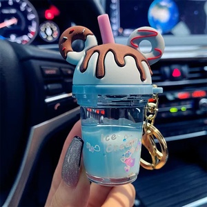 Gantungan Kunci Minyak Gantungan Kunci Cangkir Teh Susu Lucu Tas Gantungan Kunci Pasir Hisap Cair Gantungan Kunci Minyak Cair Liontin Mobil - Product Image 5