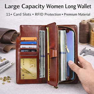 <span class=keywords><strong>Portafoglio</strong></span> RFID in Fibra di Carbonio, Portafogli Lunghi per Donne, <span class=keywords><strong>Grande</strong></span> Capacità con Cerniera, OEM ODM con Logo Personalizzato - Product Image 1